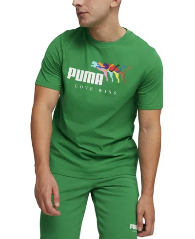 Puma Men's Ess+ Love Wins Short Sleeve T-shirt In Green