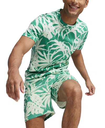 Puma Men's Ess+ Palm Resort Graphic T-shirt In Sparkling Green-aop