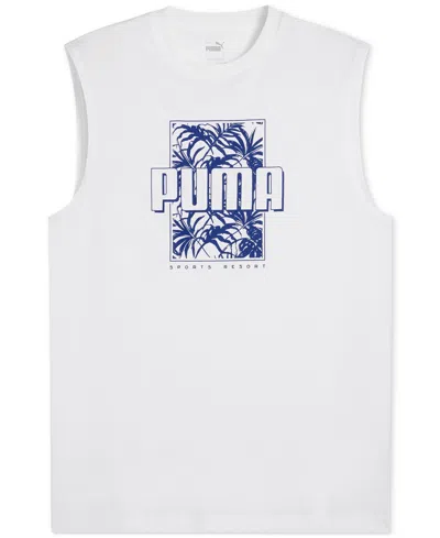 Puma Men's Ess+ Palm Resort Logo Graphic Sleeveless T-shirt In  White