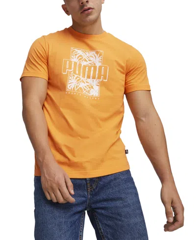Puma Men's Ess+ Palm Resort Logo Graphic T-shirt In Clementine