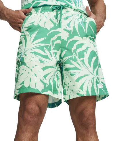 Puma Men's Ess+ Palm Resort Printed Shorts In Sparkling Green