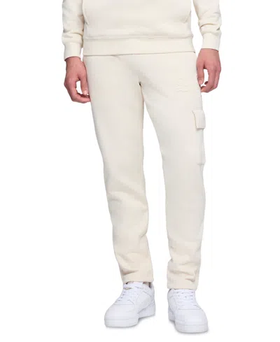 Puma Men's Ess Regular-fit Logo Embossed Fleece Cargo Pants In White