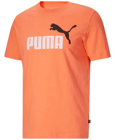 Puma Men's Essential Logo T-shirt In Clemintine,wht