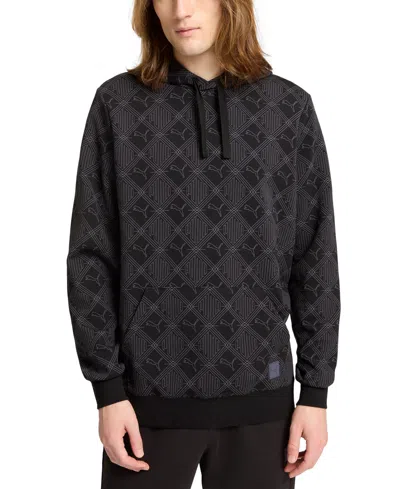 Puma Men's Essential Logomania Allover Print Hoodie In  Black