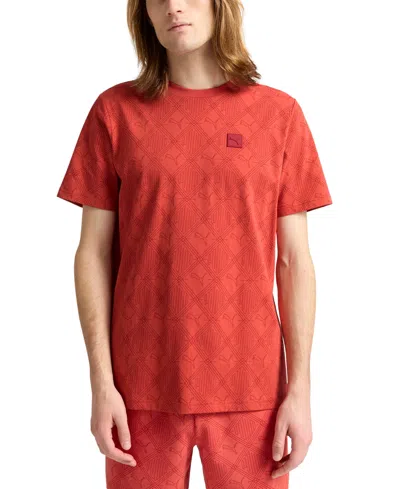 Puma Men's Essential Logomania Allover Print T-shirt In Red Fire