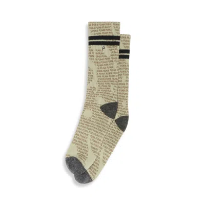 Puma Men's Extended Terry Crew Socks (1 Pair) In Brown