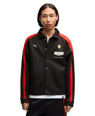 Puma Men's Ferrari Combines Iconic Stripe Track Jacket In Black