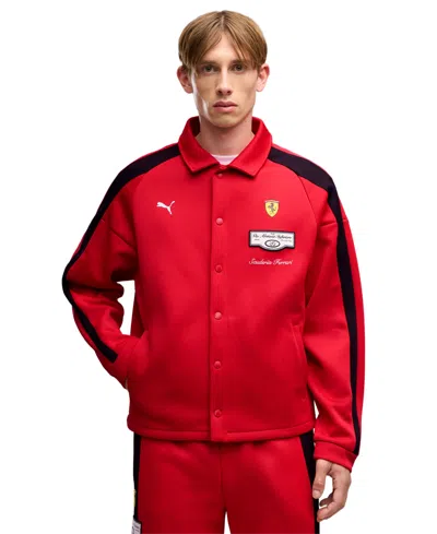 Puma Men's Ferrari Combines Iconic Stripe Track Jacket In Red