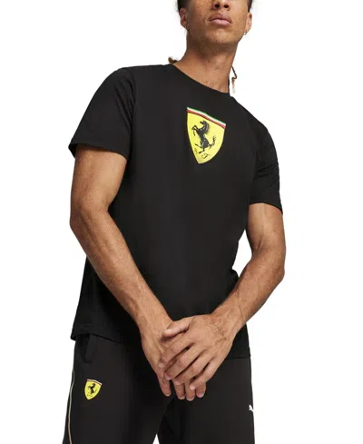 Puma Men's Ferrari Race Big Shield Short Sleeve Graphic T-shirt In Black