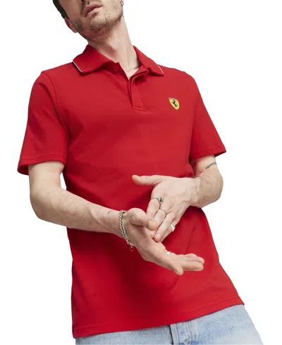 Puma Men's Ferrari Race Short-sleeve Tipped Polo Shirt In Rosso Corsa