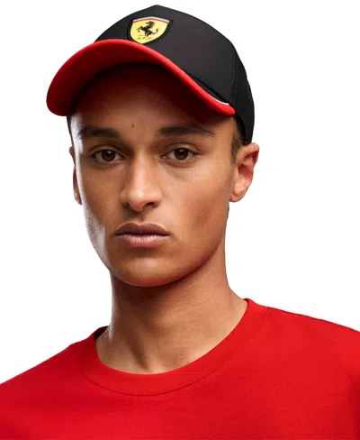 Puma Men's Ferrari Trucker Snapback Cap In  Black