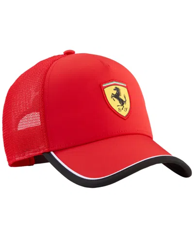 Puma Men's Ferrari Trucker Snapback Cap In Rosso Corsa