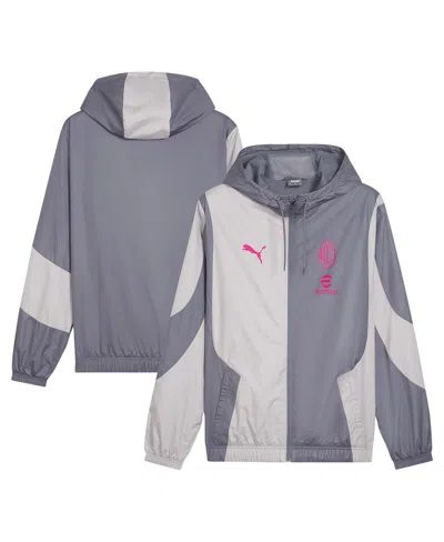 Puma Men's Gray Ac Milan 2023/24 Pre-match Full-zip Hoodie Jacket