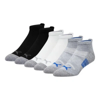 Puma Men's Half-terry Low Cut Socks (3 Pairs) In Grey / Blue