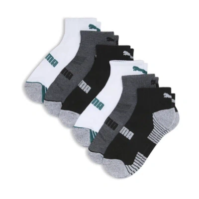 Puma Men's Half-terry Quarter-length Crew Socks (6 Pairs) In White / Green