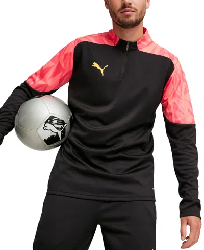 Puma Individualfinal Forever Faster Men's Quarter-zip Soccer Top In Black-sunset Glow