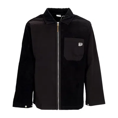 Puma Men's Long Sleeve Shirt Downtown Corduroy Shirt Black