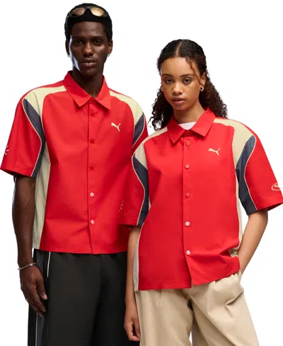 Puma Men's Motorsport Ringer Jersey Shirt In Red