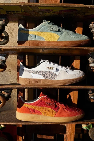 Puma Men's Palermo Weathered Look Sneaker In Green Moon/sunny Yellow, Men's At Urban Outfitters In Green Moon/sunny Yellow