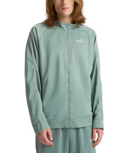 Puma Men's Piped Tricot Jacket In Green Moon