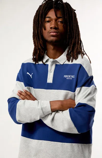 Puma Men's Porsche Race Lifestyle Polo Sweatshirt In Blue In Multi