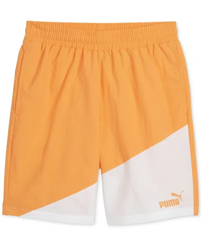 Puma Men's Power Colorblocked Shorts In Clementine