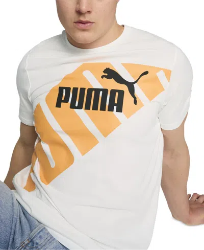 Puma Men's Power Logo Graphic Crewneck T-shirt In  White