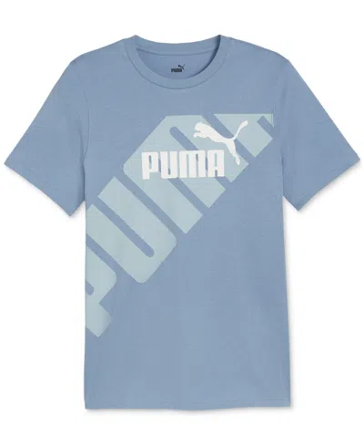 Puma Men's Power Logo Graphic Crewneck T-shirt In Zen Blue