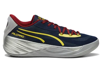 Pre-owned Puma Men's  Allpro Nitro Polar Express Sneakers In Club Navy Blue/intense Red/golden Fog