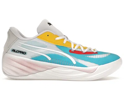 Pre-owned Puma Men's  Allpro Nitro Primary Sneakers In White/blue/yellow In Multi