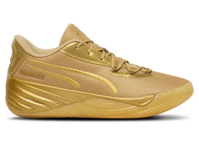 Pre-owned Puma Men's  Allpro Nitro Tyrese Haliburton Gold Rush Sneakers In  Gold/for All Time Red In Multi