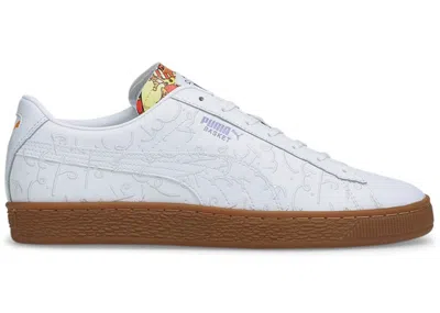 Pre-owned Puma Men's  Basket Romero Britto Embroidered Sneakers In White/gum