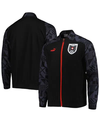 Puma Men's  Black Austria National Team Pre-match Raglan Full-zip Training Jacket