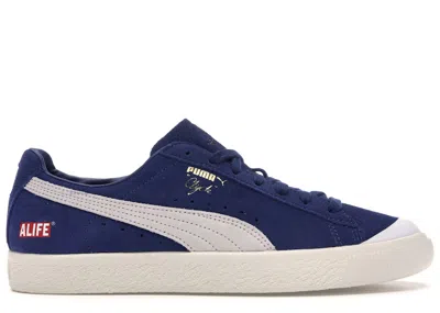 Pre-owned Puma Men's  Clyde Alife New York Navy Sneakers In Blue Depths/ White