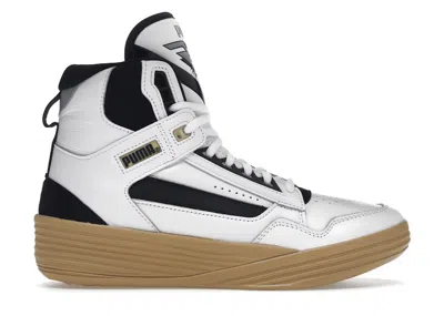 Pre-owned Puma Men's  Clyde Allpro Kuzma Mid Rhude White Black Sneakers In  White/pebble