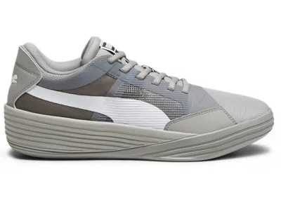 Pre-owned Puma Men's  Clyde Allpro Team Sneakers In Concrete Gray/ White