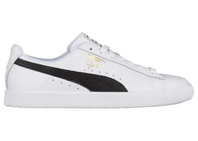 Pre-owned Puma Men's  Clyde Core Leather Foil Sneakers In White/black/gold In Multi