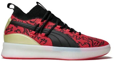 Pre-owned Puma Men's  Clyde Court Disrupt London Calling Sneakers In High Risk Red/ Black In Multi