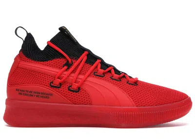 Pre-owned Puma Men's  Clyde Court Reform Red Sneakers In High Risk Red/black