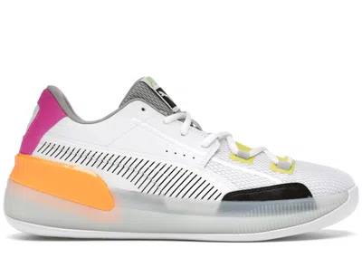 Pre-owned Puma Men's  Clyde Hardwood Retro Fantasy Sneakers In  White/orange Pop