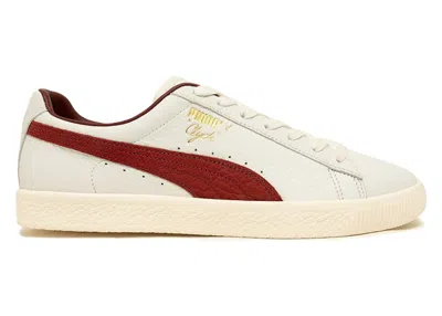 Pre-owned Puma Men's  Clyde Made In Italy White Sneakers In  White/intense Red