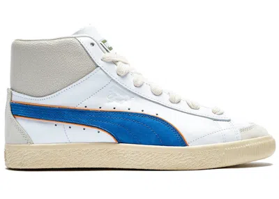 Pre-owned Puma Men's  Clyde Mid Bball Rhuigi New York Worldwide Sneakers In White/royal
