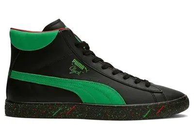 Pre-owned Puma Men's  Clyde Mid Elf Sneakers In  Black/bright Green In Multi