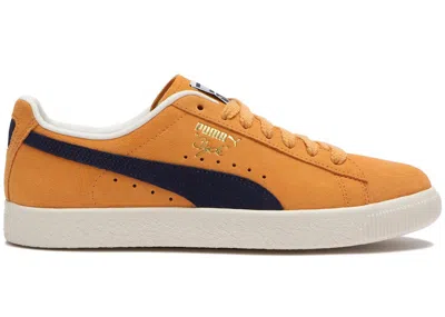 Pre-owned Puma Men's  Clyde Og Sneakers In Clementine/navy Blue