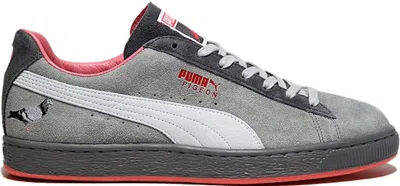 Pre-owned Puma Men's  Clyde Staple Pigeon Sneakers In Cool Gray/white