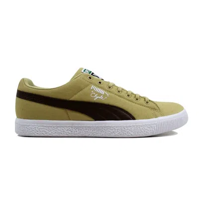 Pre-owned Puma Men's  Clyde Undefeated Canvas Sneakers In Hemp/dark Earth Brown