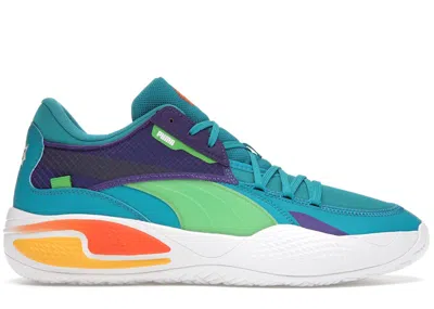 Pre-owned Puma Men's  Court Rider Rugrats Sneakers In Caribbean Sea/dragon Fire