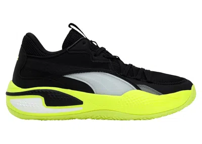 Pre-owned Puma Men's  Court Rider Sneakers In Black/yellow Alert