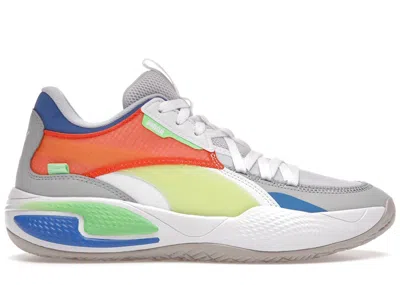 Pre-owned Puma Men's  Court Rider White Sneakers In  White/palace Blue In Multi