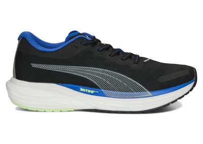 Pre-owned Puma Men's  Deviate Nitro 2 Black Sneakers In  Black/royal Sapphire/fizzy Lime